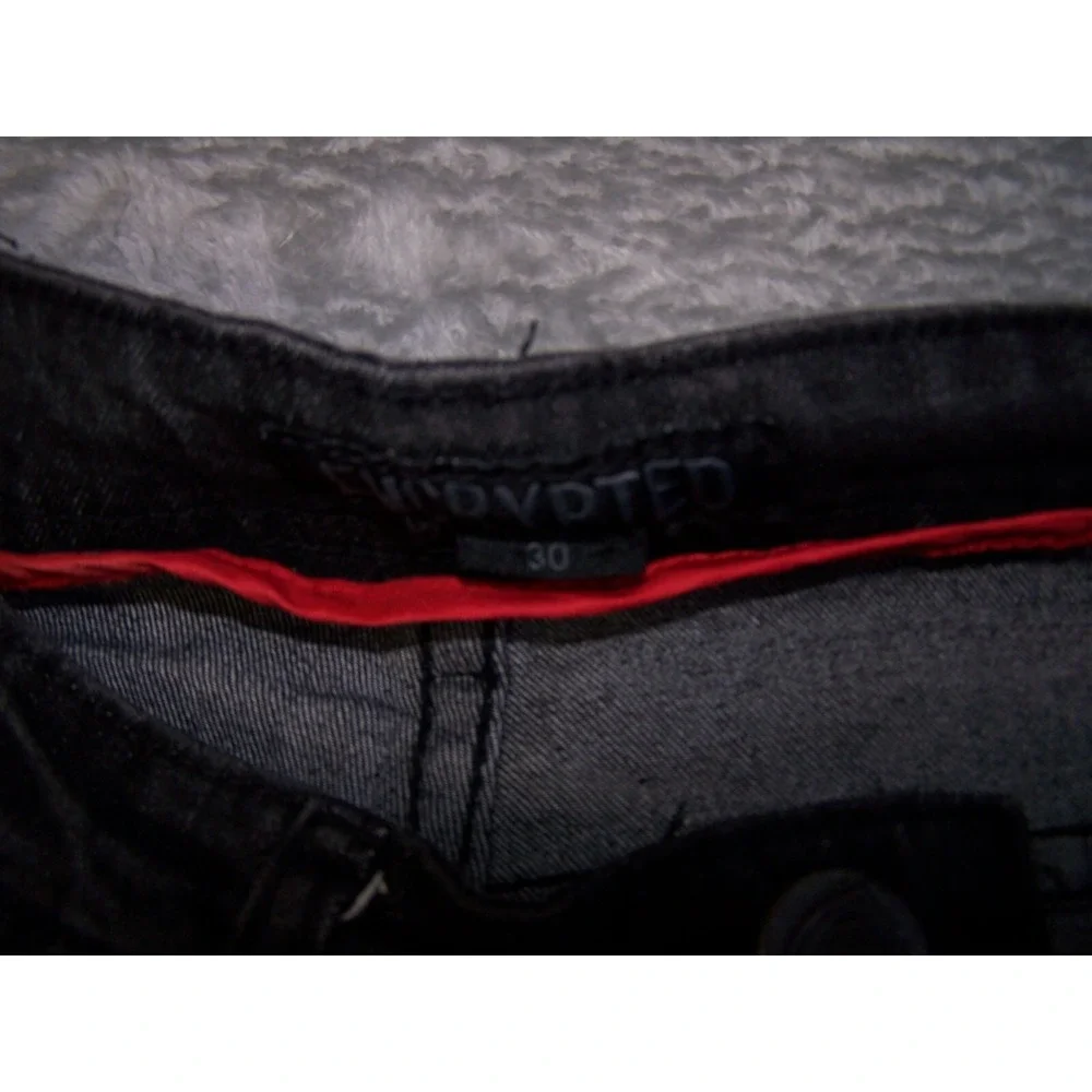 Encrypted Shorts‎ Men's 32X13 (Tag 30) Denim Distressed Jean Black Ripped Y2K